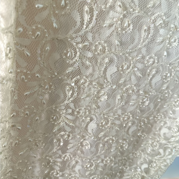 Vintage Neiman Marcus beaded sequin lace cream dress SZM - Picture 4 of 14